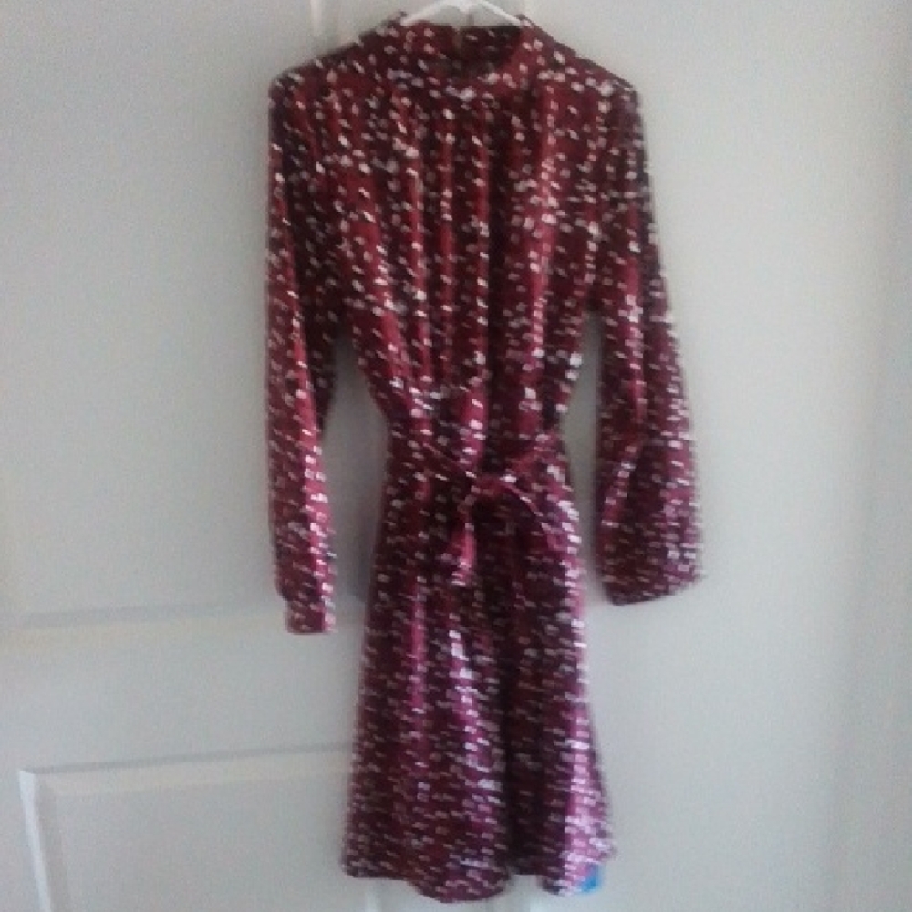 Cupshe Burgundy and White Patterned Dress